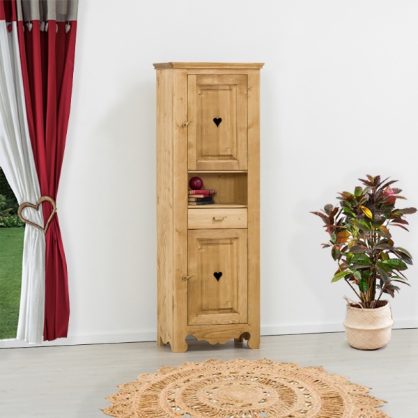 Dulap rustic cu 2 usi si 1 sertar lemn masiv, 66 x 45 x 179 cm