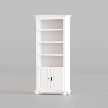 Biblioteca Sara lemn masiv alb unt, 90 × 42 × 201 cm