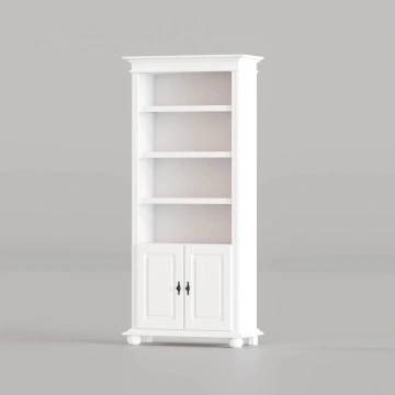 Biblioteca Sara lemn masiv alb unt, 90 × 42 × 201 cm
