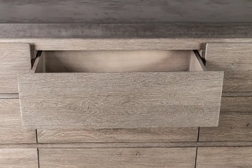 Bufet Alaska cu 3 sertare si 4 usi, lemn masiv stejar + microciment, 254 x 46 x 71 cm - Img 3