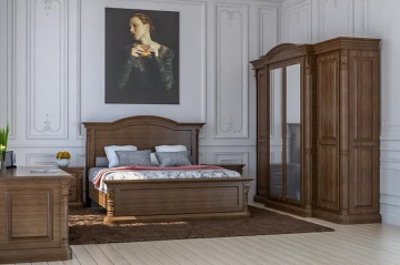 Bufet dormitor Cristina, 2 usi si 4 sertare, lemn masiv, 220 x 40/50 x 104.5 cm - Img 3