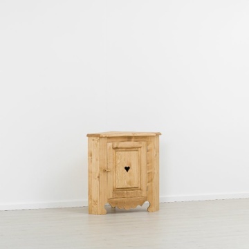 Comoda de colt Rustic Flame cu 1 usa, Lemn masiv rustic, 90 x 57 x 90 cm - Img 5