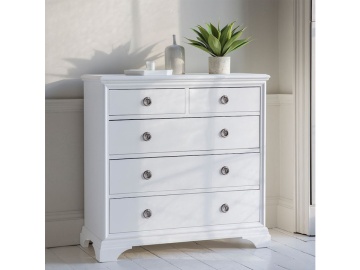 Comoda dormitor Aurelia cu 5 sertare, 102 x 50 x 101 cm, lemn masiv alb - Img 1