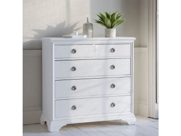 Comoda dormitor Aurelia cu 5 sertare, 102 x 50 x 101 cm, lemn masiv alb