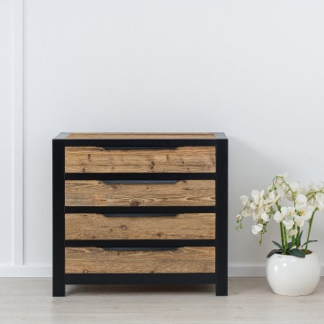 Comoda dormitor lemn masiv Rustic Loft cu 4 sertare, 100 x 50 x 90 cm - Img 2