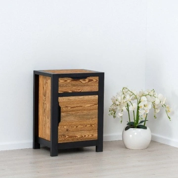 Comoda dormitor Rustic Loft Lemn Masiv cu 1 usa si 1 sertar, 61 x 46 x 85 cm - Img 3