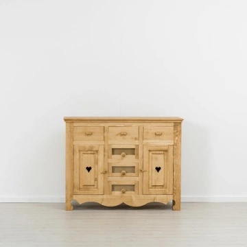 Comoda dormitor Rustika cu 2 usi 6 sertare, Lemn masiv, 149 x 47 x 96 cm - Img 4