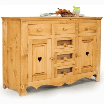 Comoda dormitor Rustika lemn masiv, 2 usi si 6 sertare, 138 x 50 x 106 cm - Img 2