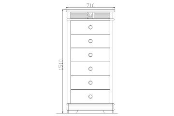 Comoda inalta cu 6 sertare dormitor Marsilia, lemn masiv, L 71 x H 151 cm - Img 4