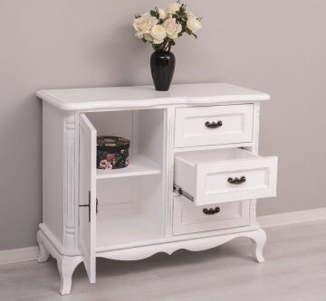 Comoda Julietta Classy lemn masiv, alb antichizat, 110 x 48 x 89 - Img 2