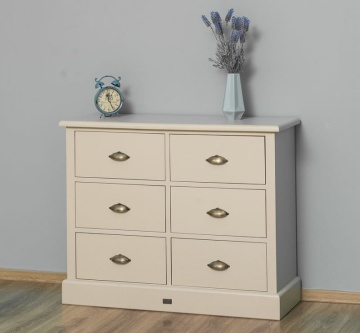 Comoda Noriel lemn masiv, 6 sertare, 100 x 35 x 80 cm - Img 3