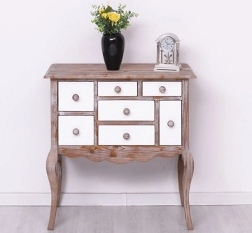 Comoda Shabby cu 7 sertare, lemn masiv, 80 x 48 x 82 cm