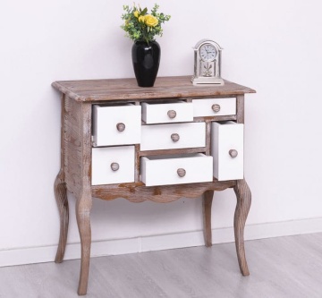 Comoda Shabby cu 7 sertare, lemn masiv, 80 x 48 x 82 cm - Img 3