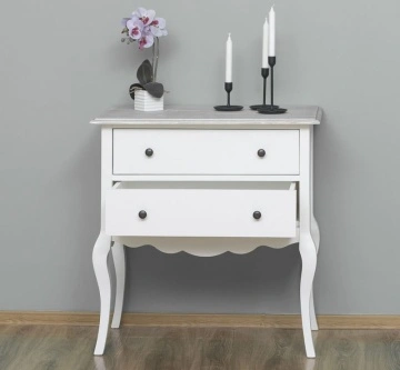 Comoda Shabby lemn masiv, 2 sertare, 80 x 48 x 82 cm - Img 4