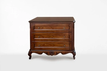 Comoda Verona cu 3 sertare, lemn masiv finisaj furnir nuc, 123 x 51 x 95 cm MODEL A