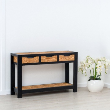 Consola lemn masiv Rustic Loft cu 3 sertare,119 x 35 x 75 cm - Img 5