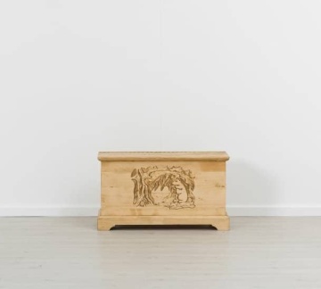 Cufar / Lada zestre Rustic Alpin, Lemn masiv sculptat, 90 x 45 x 50 cm - Img 3