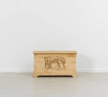 Cufar / Lada zestre Rustic Alpin, Lemn masiv sculptat, 90 x 45 x 50 cm - Img 3