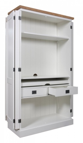 Dulap cu masa birou Lovely Kubic Oak, lemn masiv si mdf, 100 x 45 x 180 cm - Img 4