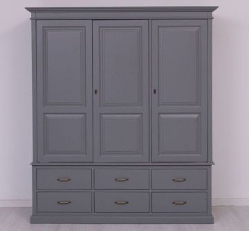 Dulap dormitor cu 3 usi si 6 sertare lemn masiv, 174 x 59 x 197 cm - Img 1
