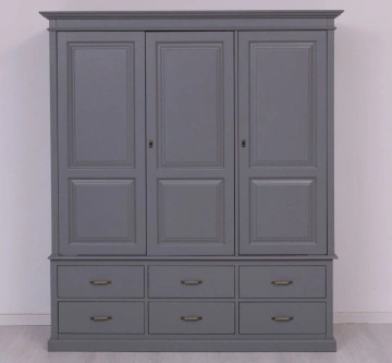 Dulap dormitor cu 3 usi si 6 sertare lemn masiv, 174 x 59 x 197 cm