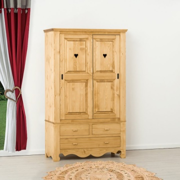 Dulap dormitor rustic cu 2 usi culisante lemn masiv, 120 x 55 x 200 cm - Img 1