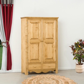 Dulap Dormitor Rustic lemn masiv, 2 usi si 2 sertare, 123 x 55 x 189 cm - Img 1