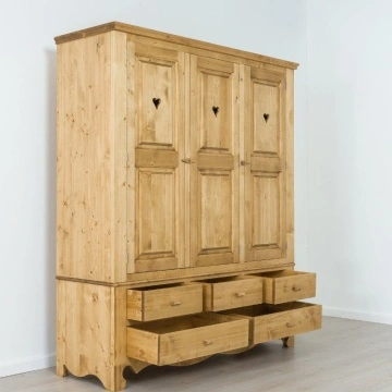 Dulap dormitor Rustika cu 3 usi si 5 sertare, 171 x 55 x 200 cm - Img 2