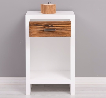 Noptiera cu 1 sertar Rustic Olala, lemn masiv + mdf, 45 x 30 x 74 cm - Img 5