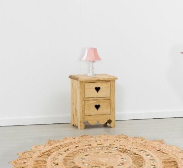 Noptiera dormitor Lemn Masiv Rustic Flame cu 2 sertare, 40 x 32 x 50 cm - Img 1