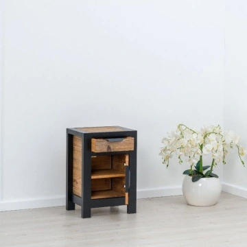 Noptiera dormitor Lemn Masiv Rustic Loft, 1 usa si 1 sertar, 45 x 35 x 65 cm - Img 2