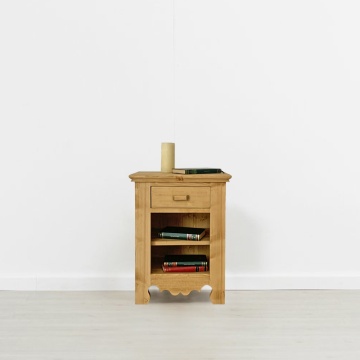 Noptiera lemn masiv dormitor Rustic Flame, 1 sertar si 1 polita. 46 x 35 x 60 cm - Img 1