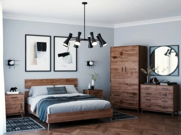 Noptiera Terra Home cu 3 sertare, lemn masiv, 50 x 40 x 64 cm - Img 4