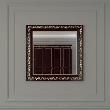 Oglinda dormitor Romina cu insertii aurii, lemn masiv, L 110 x H 100 cm - Img 1