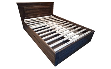 Pat cu sertar Nocce Lemn masiv, maro colonial, 140 cm, 160 cm sau 180 x 200 cm - Img 3