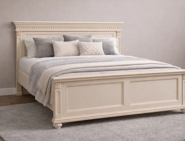Pat dormitor Francesca Classic Stil, crem cu patina maro, 160 x 200 cm