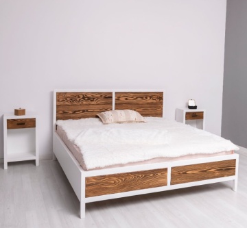 Pat dormitor Rustic Olala lemn masiv + mdf, 90 cm, 140 cm, 160 cm sau 180 x 200 cm - Img 3