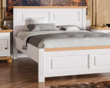 Pat Sara Prime lemn masiv finisaj alb unt - miere, 90 cm, 120 cm, 140 cm, 160 cm sau 180 × 200 cm - Img 2