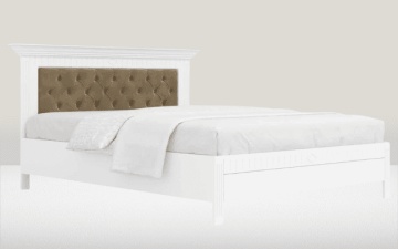 Pat tapitat Noblesse alb, Lemn masiv, 90 cm, 140 cm, 160 cm sau 180 x 200 cm - Img 3