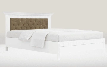 Pat tapitat Noblesse alb, Lemn masiv, 90 cm, 140 cm, 160 cm sau 180 x 200 cm - Img 3