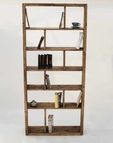 Raft biblioteca Cubicus, lemn masiv pin, 100 x 30 x 200 cm - Img 6