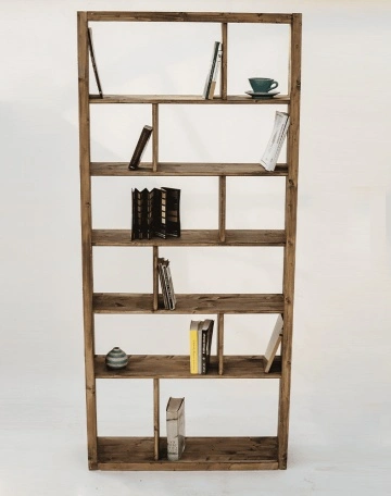 Raft biblioteca Cubicus, lemn masiv pin, 100 x 30 x 200 cm - Img 6