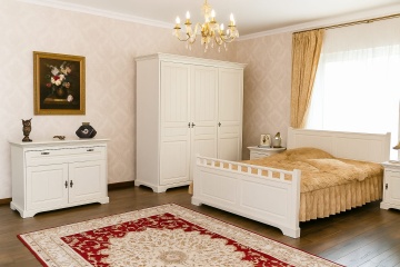 Set mobila dormitor Isabella, lemn masiv alb unt, 4 piese - Img 1