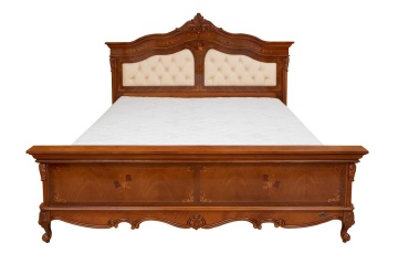 Set mobila dormitor Josephine Classic Stil, lemn masiv furnir nuc, 5 piese - Img 3