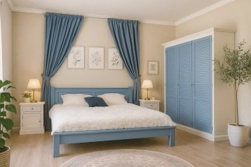 Set mobila dormitor Mediterana, lemn masiv, 4 piese, dublu color, personalizabil