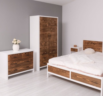 Set mobila dormitor Rustic Olala, 3 piese, lemn masiv + mdf