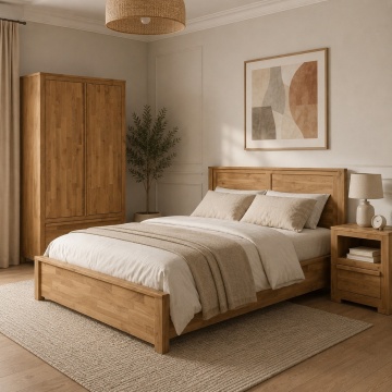 Set mobila dormitor Stejar Masiv Wild Country, 3 piese mobilier