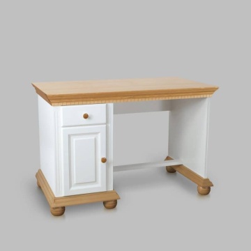 Birou dormitor Teodora mic, lemn masiv, 120 x 65 x 80 cm, alb unt/miere - Img 2