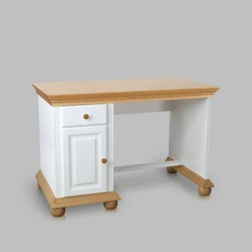 Birou dormitor Teodora mic, lemn masiv, 120 x 65 x 80 cm, alb unt/miere - Img 2