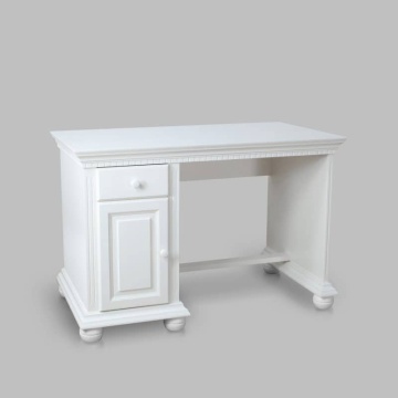 Birou dormitor Teodora mic, lemn masiv, 120 x 65 x 80 cm, alb unt/miere - Img 3
